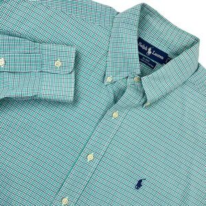 Ralph Lauren Blake Men Sz L Green Blue Check Plaid Long Sleeve Button Down Shirt